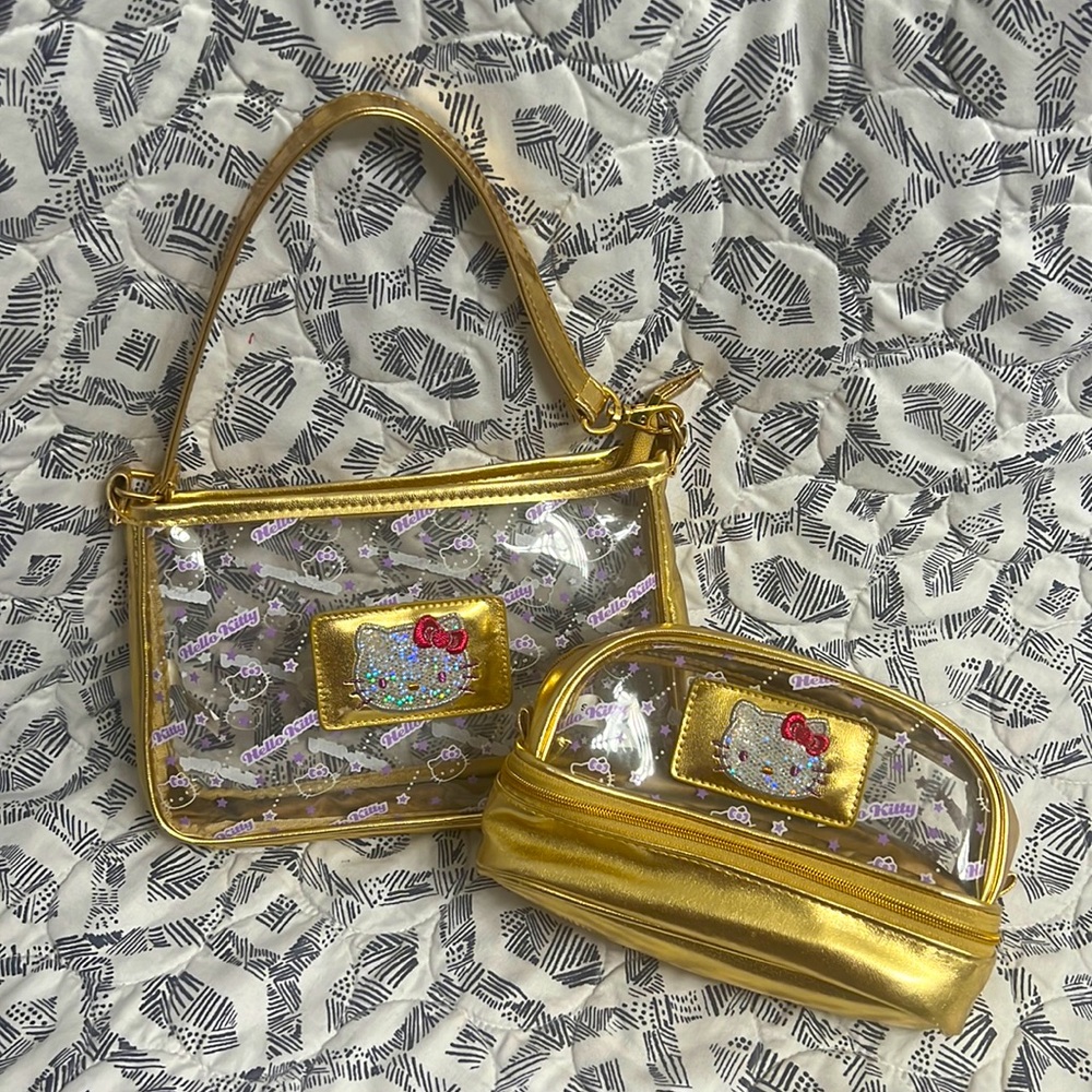 Retro vintage 200& Licensed SANRIO HELLO KITTY Gold 2 purse setLIKE NEW